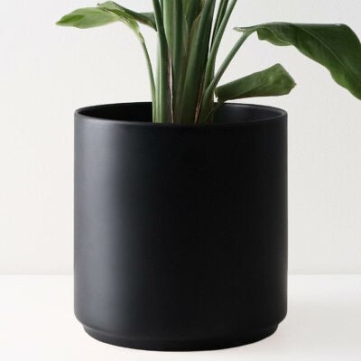 Peach & Pebble Ceramic Cylinder Planter - Black